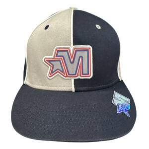 Vintage Mecca USA Fitted Hat Navy/Gray Embroidered Logos Size 7 1/8 Streetwear C